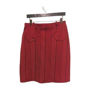 Vintage 70s Red Blue Stretch Poly Knit Skirt M Bold Patchwork Texture W30